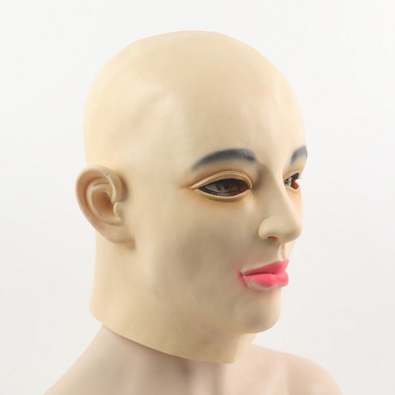 绿野客 硅胶逼真人脸面具 3d立体人脸面具硅胶直播美女头套头罩光头