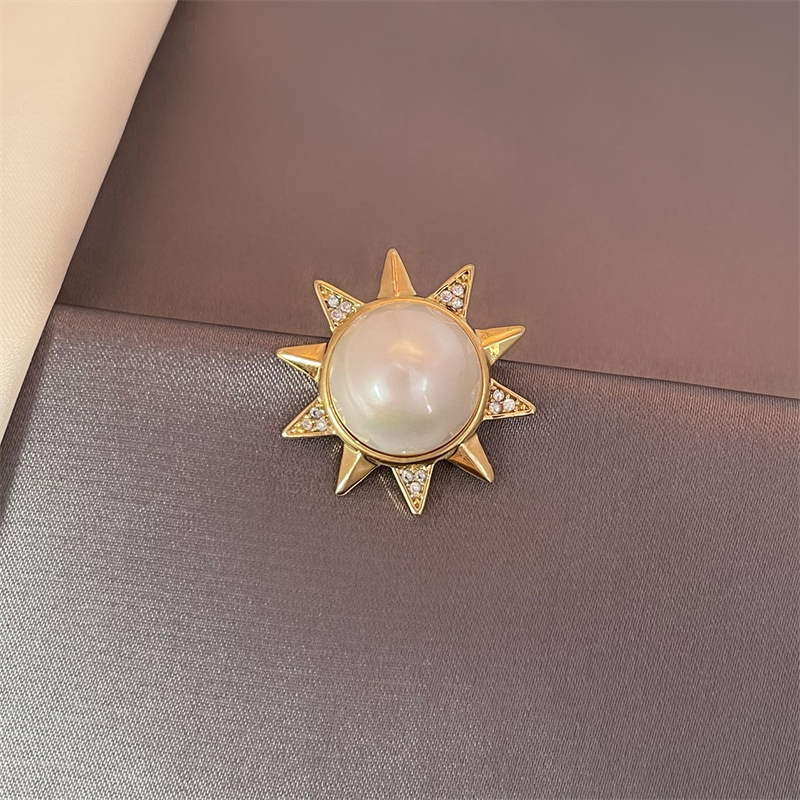 磁铁领口防走光胸针扣设计感小众感胸花徽章衣服配饰别针水钻环绕浅蓝