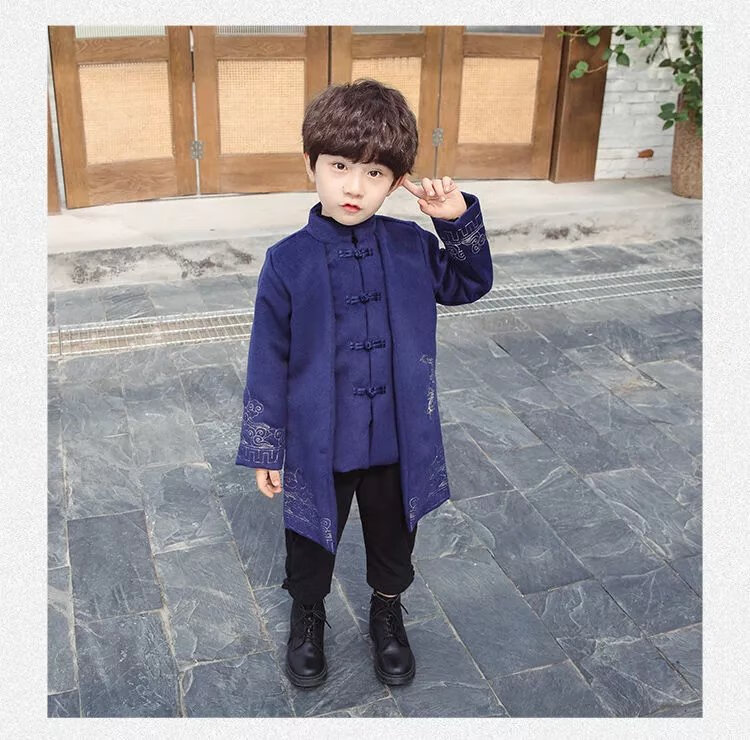冬季汉服儿童加厚加棉唐装小男孩复古中国风古装婴儿中式衣服3-12岁