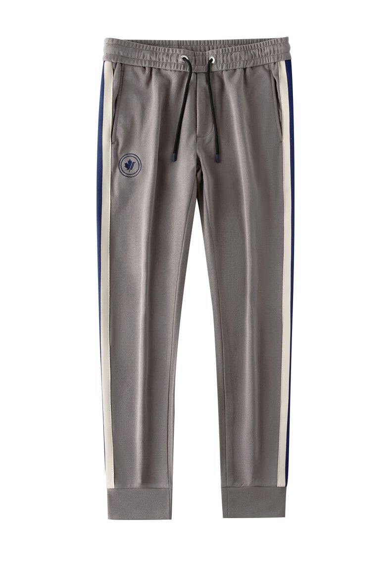 蒙口 密码运动·裤男夏季款显瘦束脚长裤宽松休闲侧条纹纯棉裤子男 浅