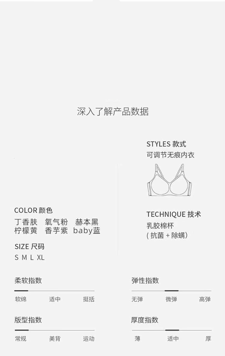 105795-【亲肤乳胶无痕内衣】2021新款泰国乳胶内衣女聚拢无痕无钢圈运动文胸吊带蕾丝美背大码内衣 氧气粉+丁茶肤 L码【适合100-115斤】-详情图