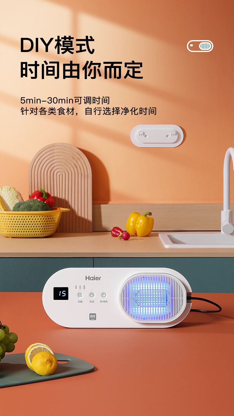 海尔(haier)新款果蔬清洗机家用洗菜机声波蔬菜肉类食材自动净化净食