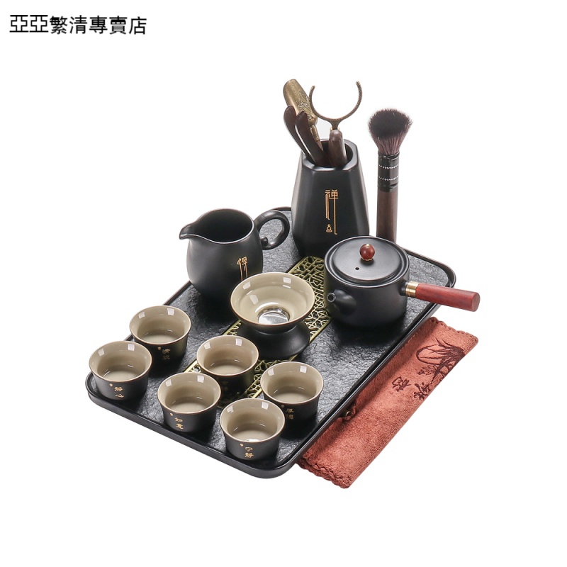 茶具套装轻奢便携式旅行茶具套装户外家用茶艺小套陶瓷功夫茶壶杯收纳