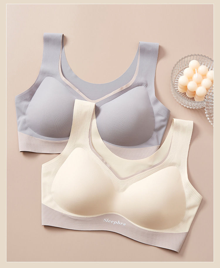 女士夏季薄款内衣文胸夏季无钢圈女士一片式运动睡眠无痕文胸女生胸罩