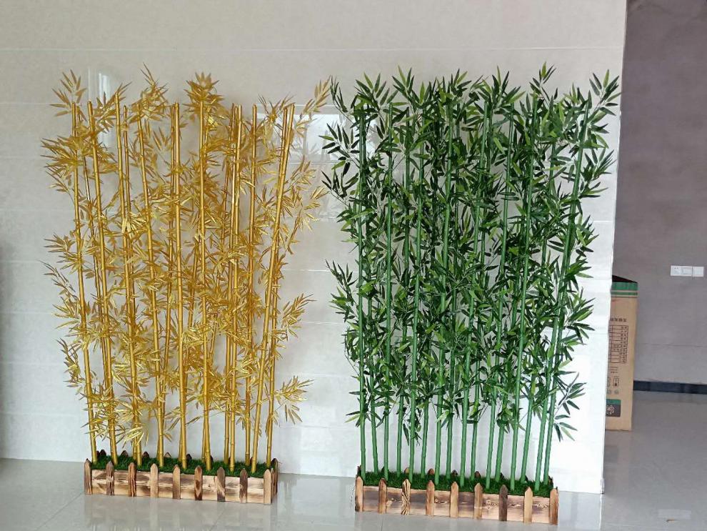 仿真金竹子仿真竹子婚庆金色竹子橱窗舞台装饰加密金竹叶绿植草坪 高