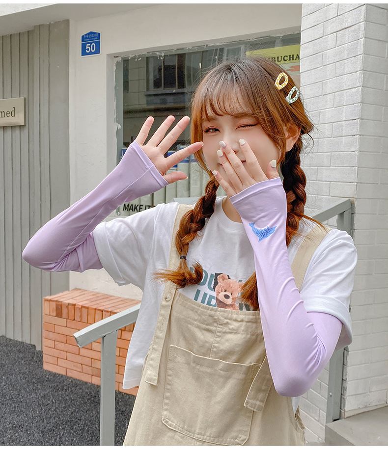 fangchi女生防晒冰袖春夏季冰丝袖出游踏青护臂户外运动遮阳袖套企鹅