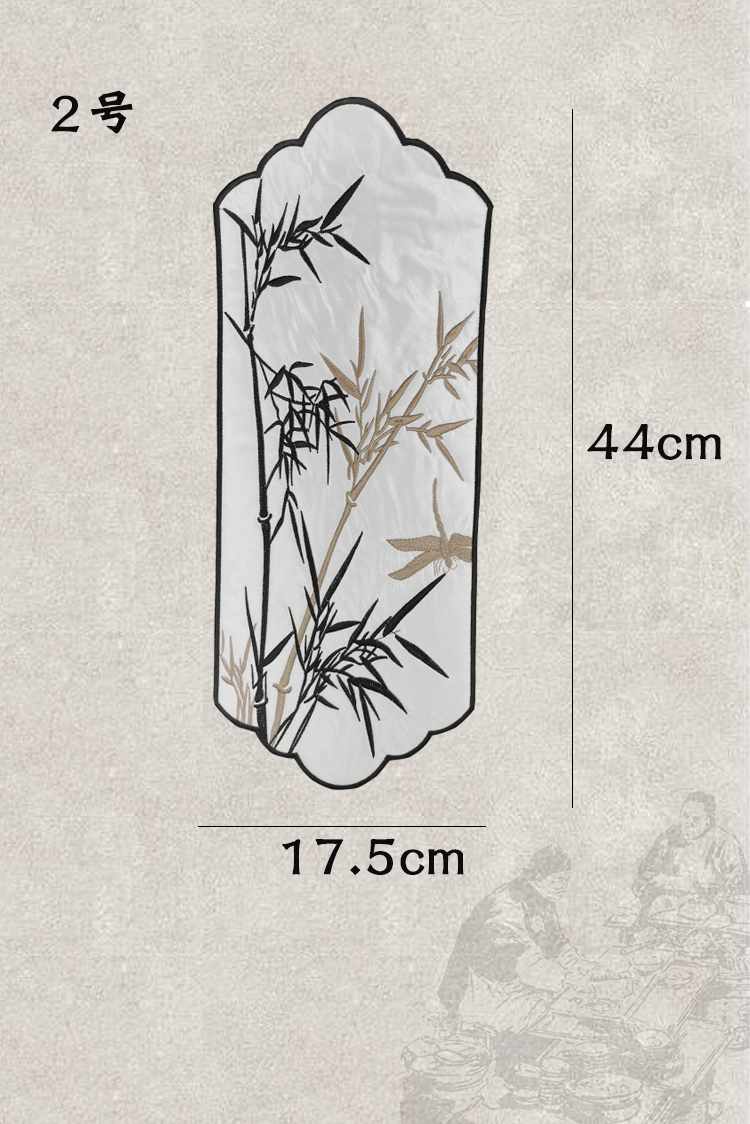 圆形竹子布贴刺绣高端大号衣服破洞补贴图案窗帘被套汉服装饰贴布p104