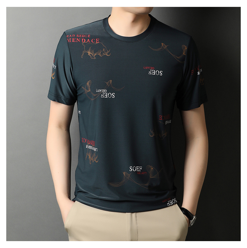 华伦天奴奥兰迪轻奢品牌高端男装短袖t恤男士夏季冰丝凉感半袖体恤