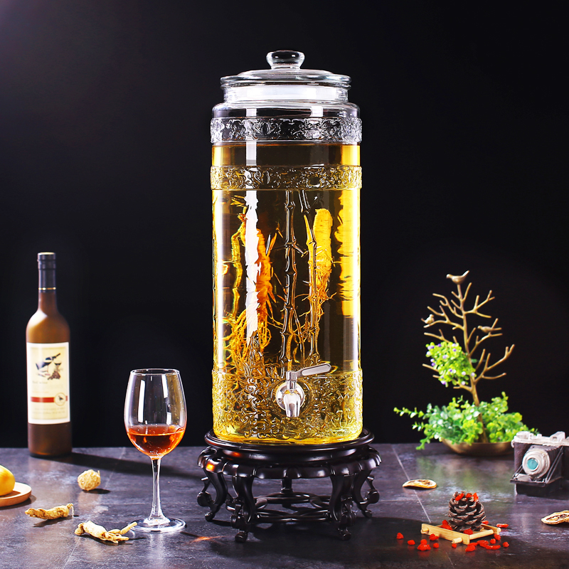 酒桶带水龙头无铅加厚玻璃泡酒瓶鹿茸泡药酒带龙头酿酒罐酒坛酒壶家用