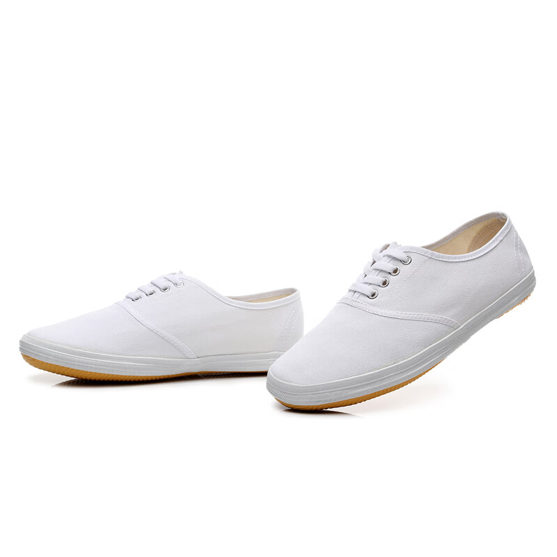 学校指定白饭鱼鞋子小学生白球鞋小白鞋男款帆布鞋体操表演鞋晨练武术