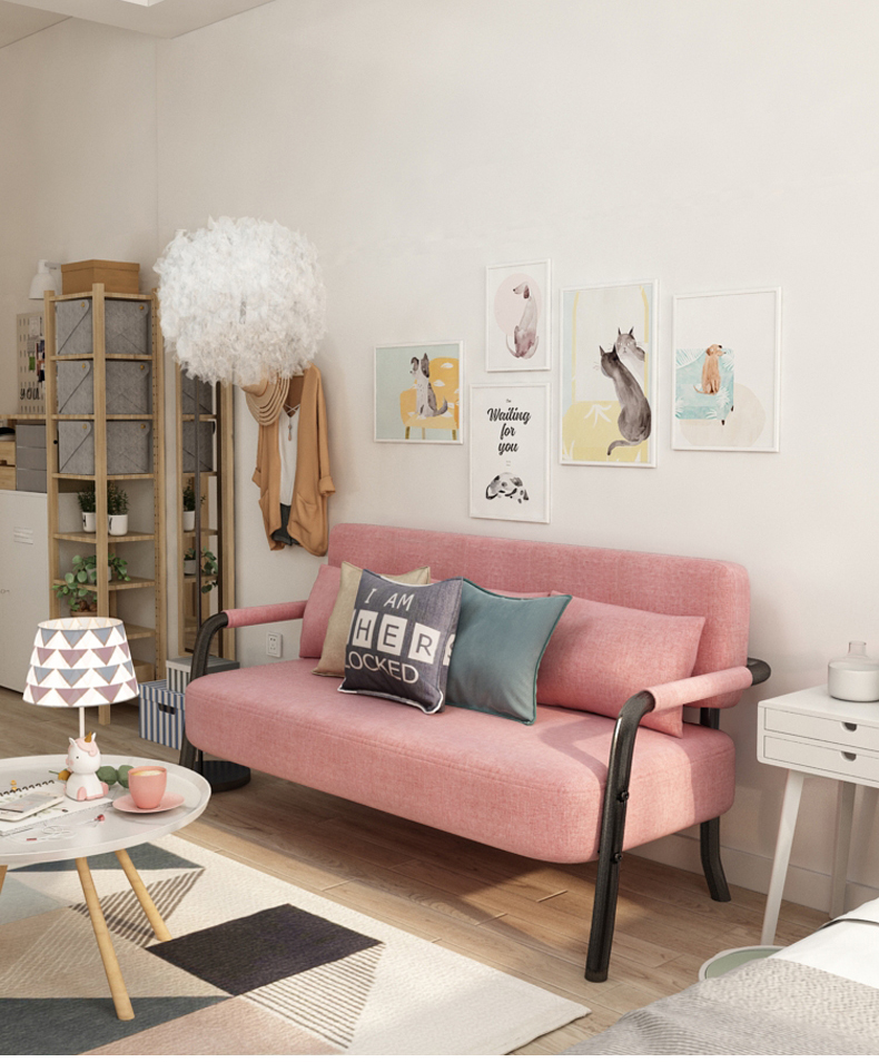 房间沙发布艺沙发小户型北欧简约客厅双三人出租屋卧室房间网红款沙发