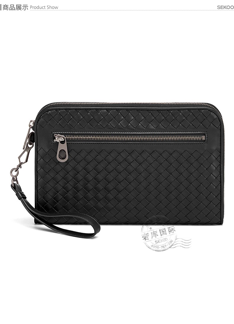 bottega veneta宝缇嘉bv男包皮革编织手拿包 黑色【图片 价格 品牌