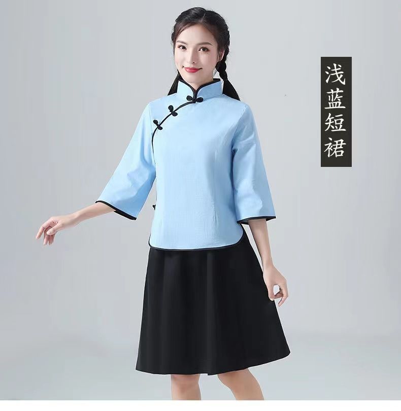 大小姐五四运动演出服学生装复古毕业照服装舞台服班服 白色棉布上衣