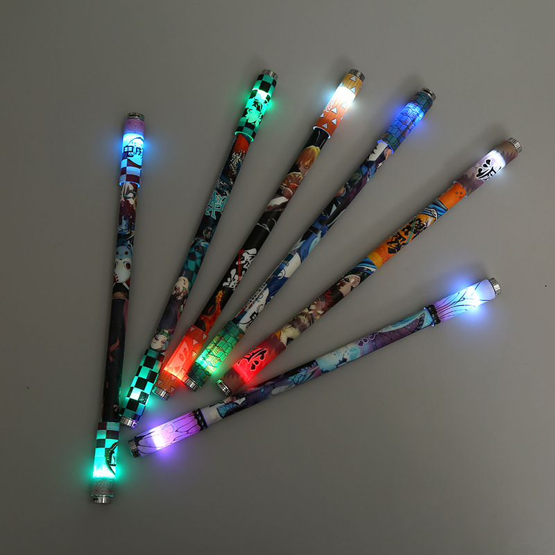 者鬼灭之刃可折叠旋转笔炫可写字发光抗 皮卡丘磁铁转转笔随机12支