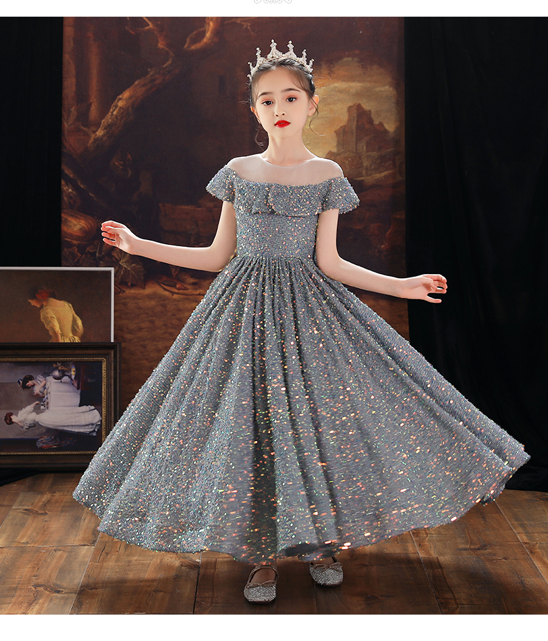 公主裙走秀女童钢琴演出服女孩气质花童洋气主持人晚礼服2021新款秋