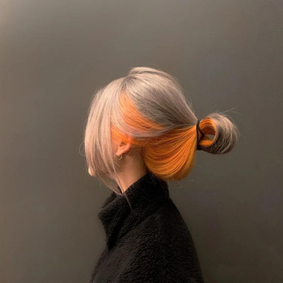 aidahngj挂耳染媚拉红奶奶灰樱花粉挑染发膏2022新款流行色自己家染花