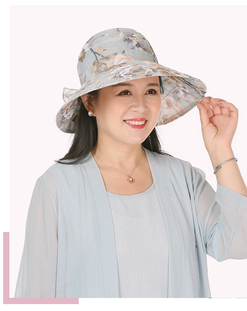 夏天戴的帽子女中年挡风中老年妈妈遮阳帽凉帽老人奶奶薄款防晒大沿