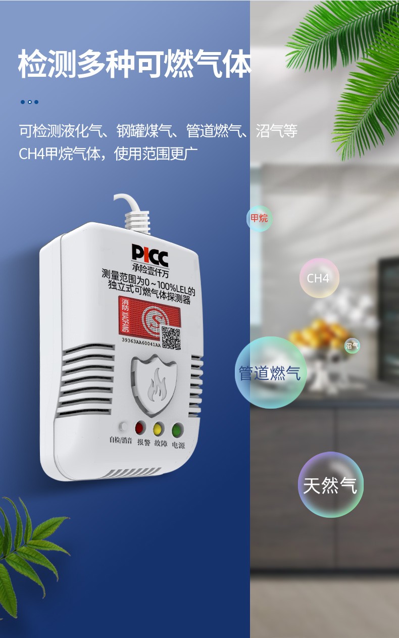 燃气报警器天然气探测燃气泄漏警报器家用煤气泄露液化气石油气独立