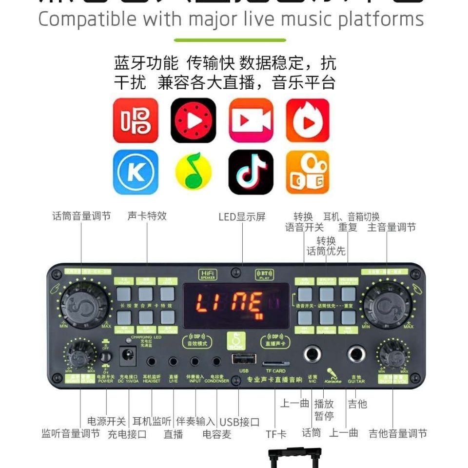 sok音响户外家用大音量拉杆电瓶直播歌王双无线话筒k歌广场舞音响 ne