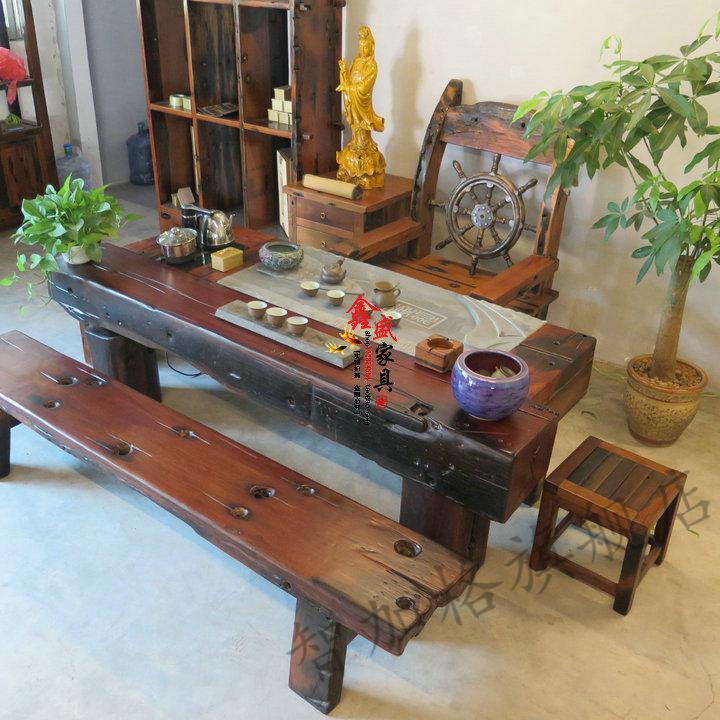 客厅家具 边桌/茶几 汇德能 汇德能 老船木茶桌老船木家具复古实木茶
