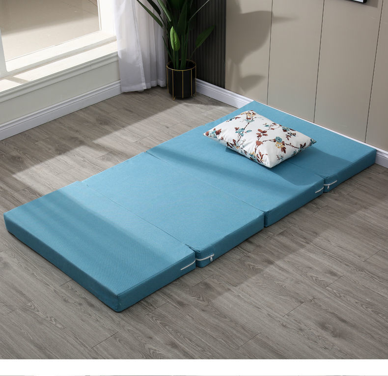 打地铺四折海绵折叠床垫午休垫学生宿舍阳台懒人办公室午睡垫加厚棉麻