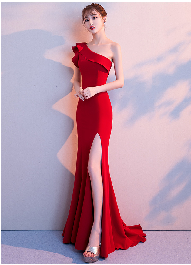 晚礼服晚礼服女新款宴会高贵优雅红色长款端庄大气修身显瘦鱼尾裙拖地