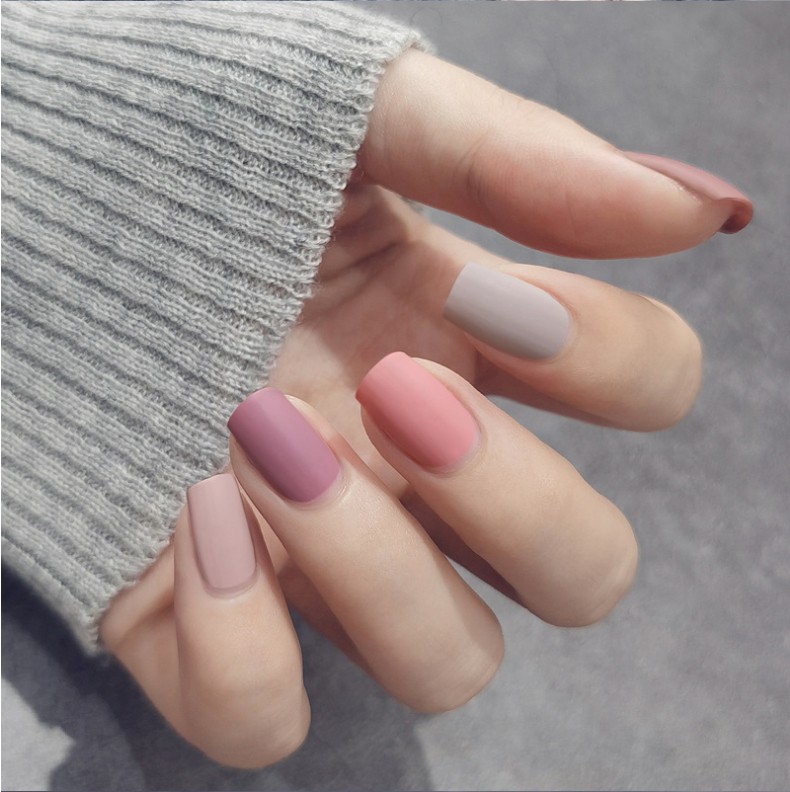 欧雅菲雾面哑光磨砂指甲油不可剥不掉色无味免烤美甲油16芒果布丁