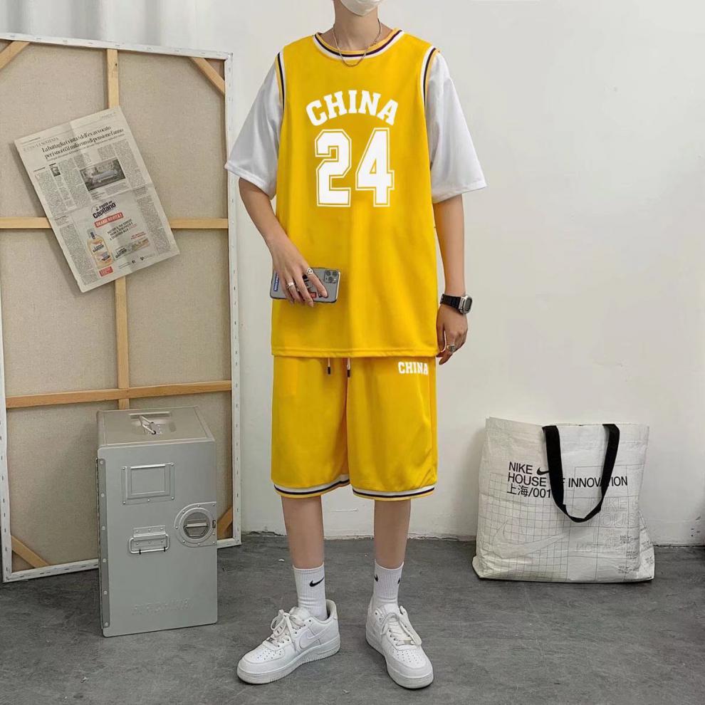 腾讯体育nba官方旗舰店同款假两件短袖篮球服套装男女夏季儿童24号