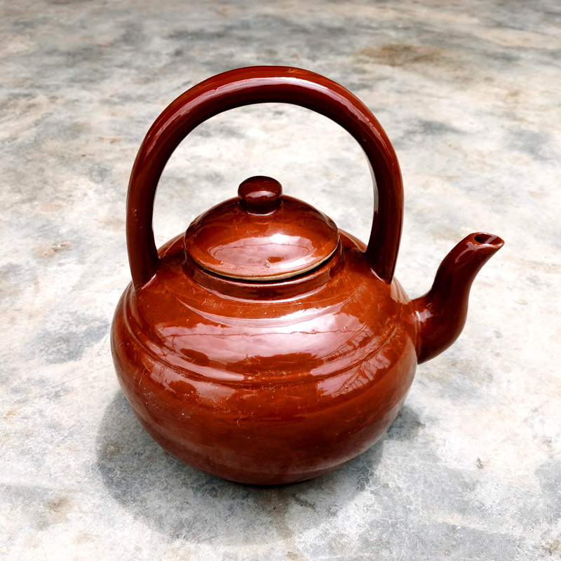景德镇老式复古陶瓷茶壶仿古老式饭店茶壶家用大号三皮罐凉茶壶怀旧