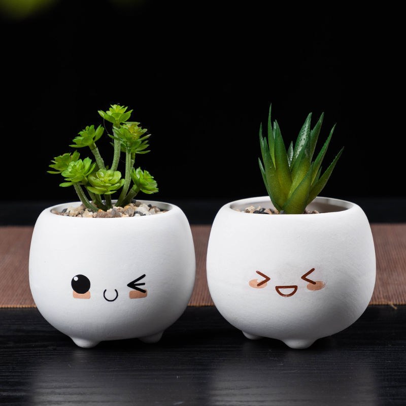 其六 陶瓷多肉花盆小号迷你植物可爱小盆套装创意个性卡通绿植瓷盆