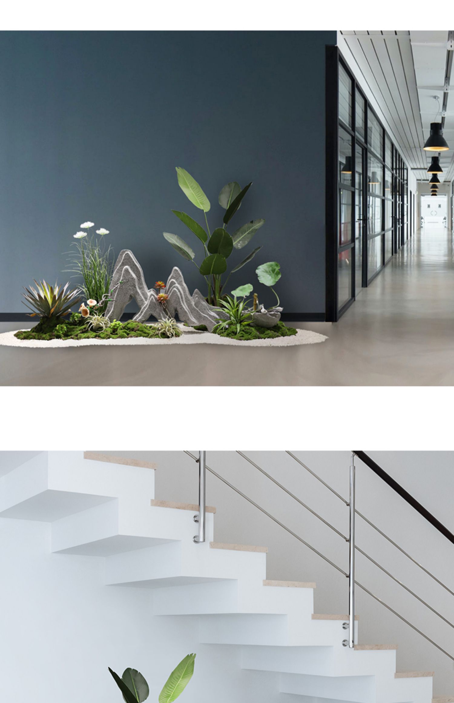 仿真绿植造景盆栽摆件景观装饰办公室内外楼梯角落大型落地假植物三沐