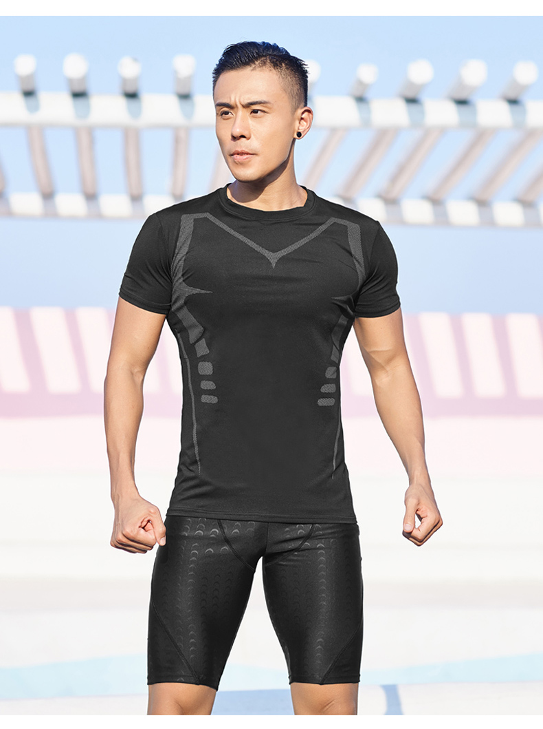 男士泳裤平角五分裤紧身 游泳裤男士泳衣套装温泉紧身防尴尬激凸平角