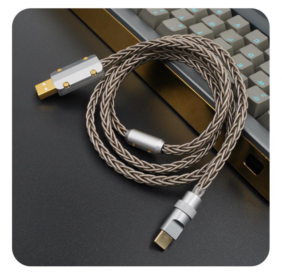 手工diy客制化机械键盘数据线6mm发烧音响单晶铜线钛灰 键盘线usb对