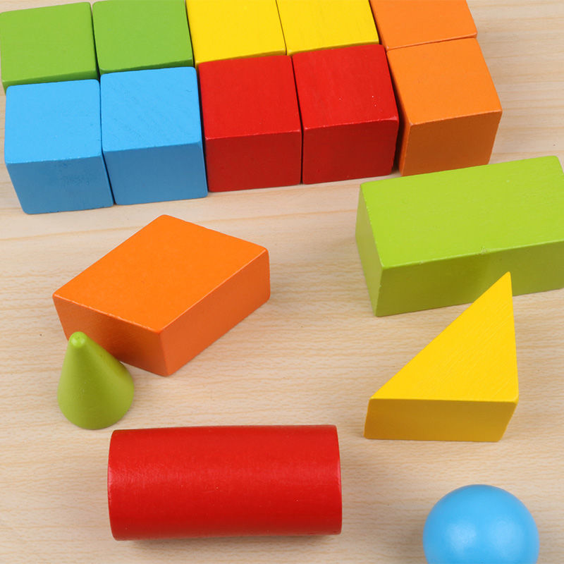 今霸图形玩具几何形状平面立体小学生拼图一年级数学学习教具木制积木