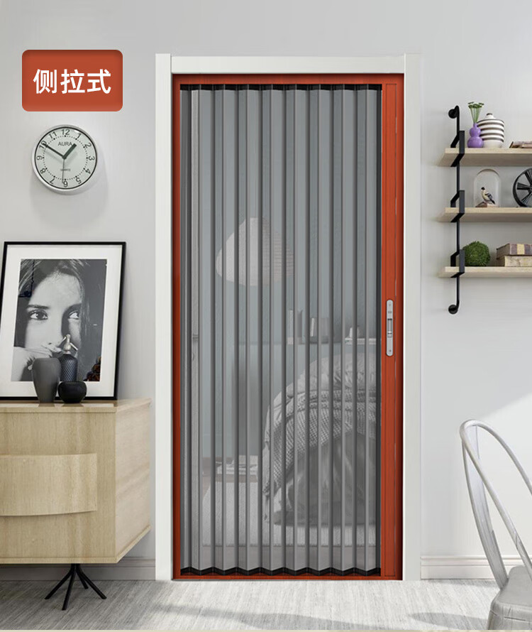 金刚砂门帘金刚网折叠纱门防猫狗防鼠带锁防盗铝合金隐形推拉防蚊金属