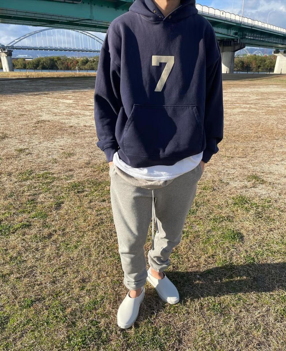 fog卫衣第七季旗舰 fear of god第七季主线essentials高街字7红色连帽