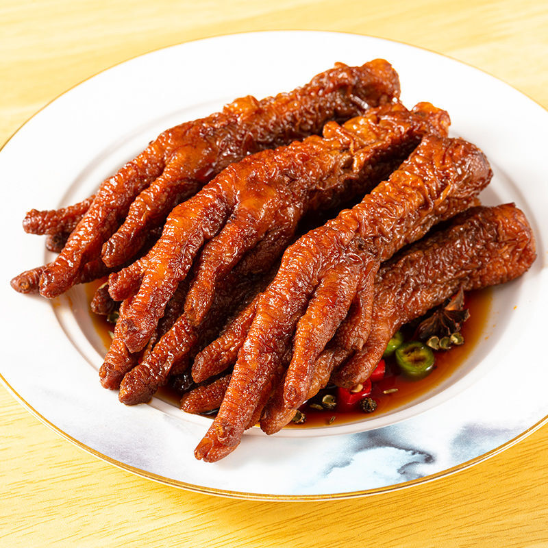 久久丫虎皮凤爪500g鸡爪网红零食小吃即食肉食辣卤味熟食休闲食品