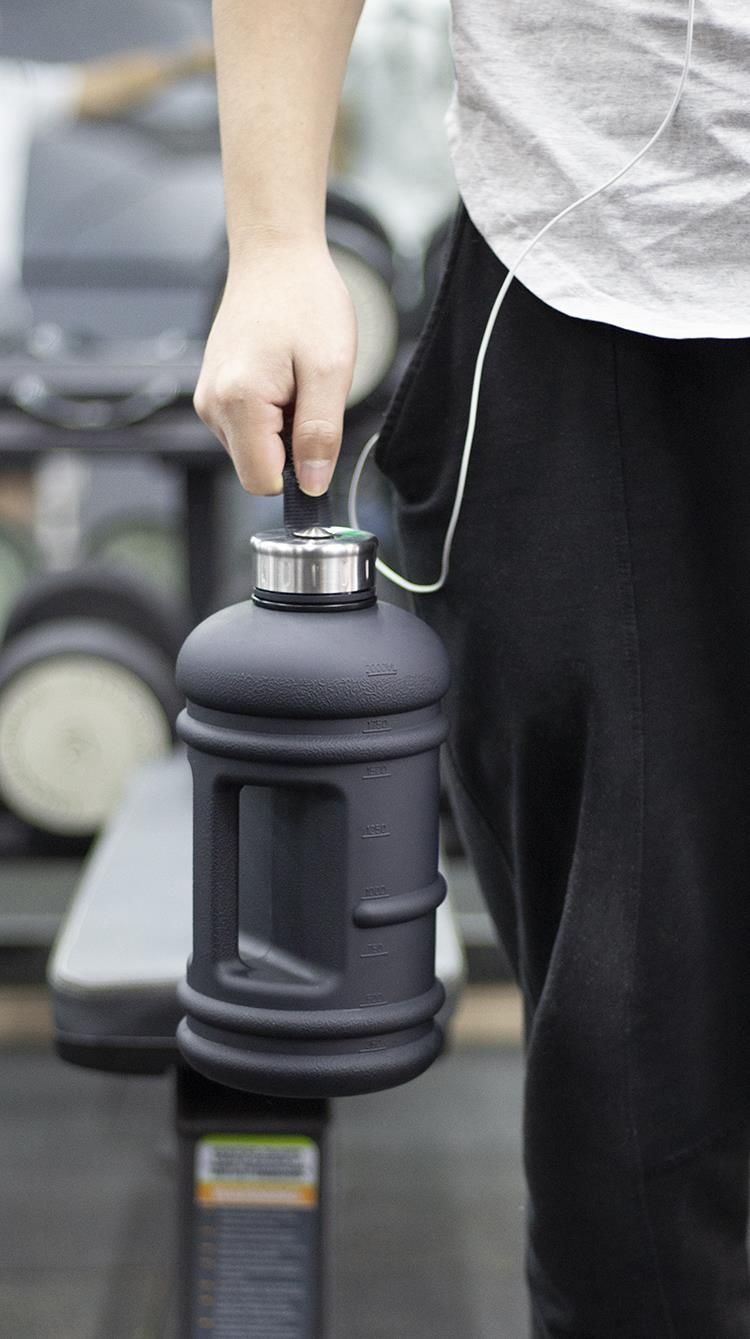 超大水杯运动健身水壶大容量男户外便携大号水桶杯子22l透明黑钢盖不