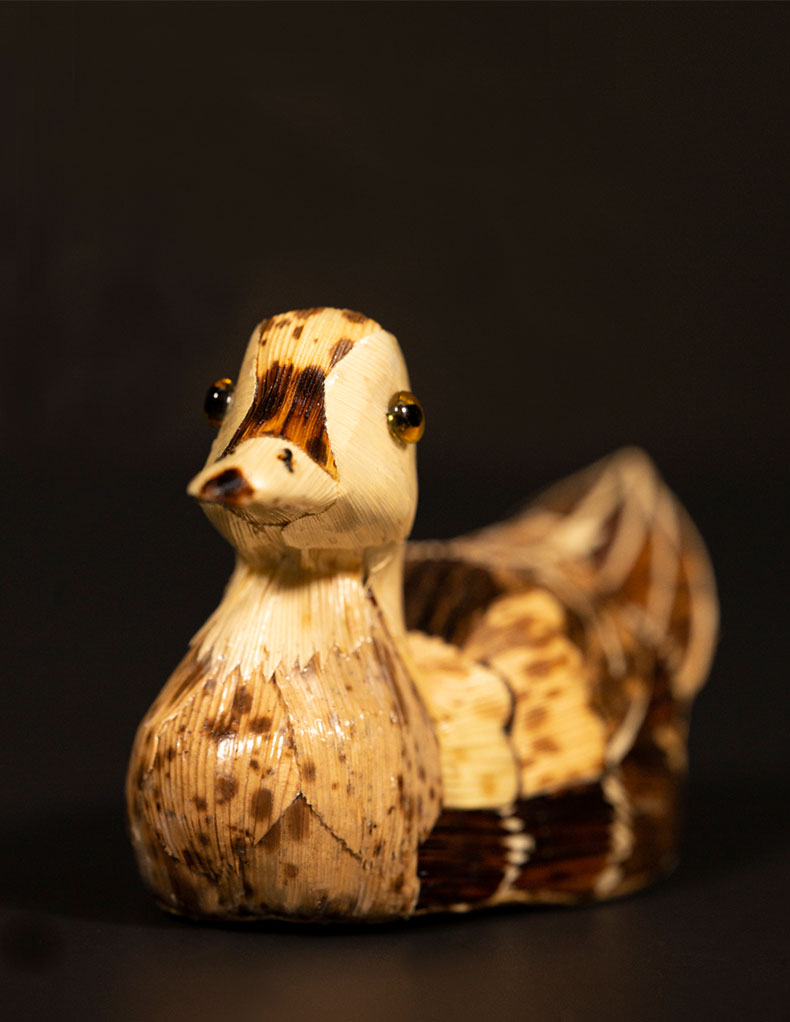 洛河摆件笋壳笋皮纯手工编制竹编鸭子茶宠摆件居家饰品礼物七夕情人节