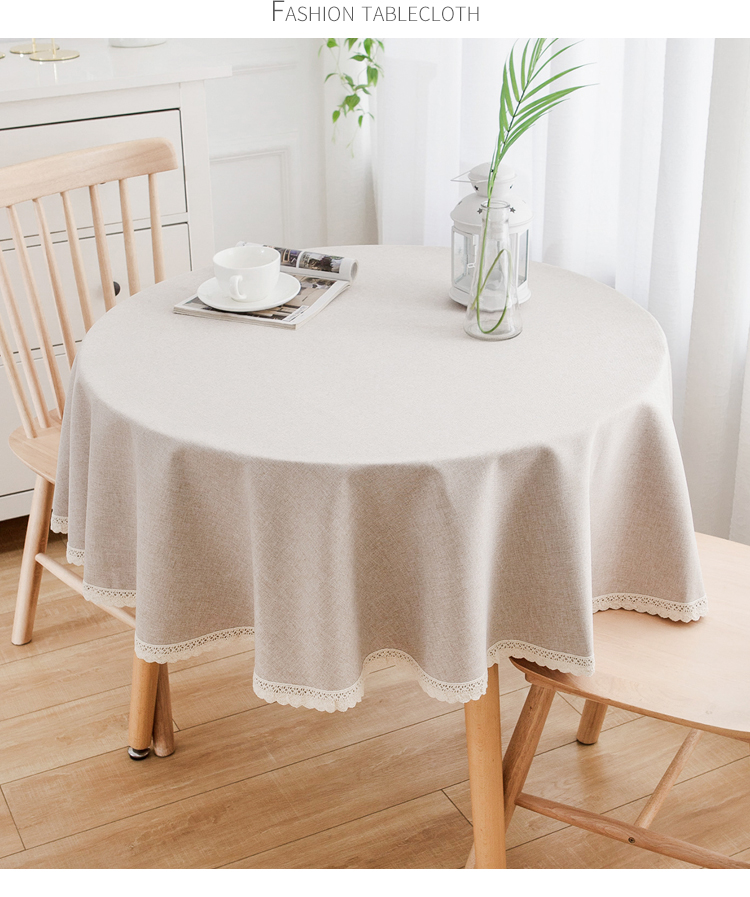 小圆桌桌布布艺棉麻北欧纯色圆形家用酒店餐桌布大圆桌布茶几台布深