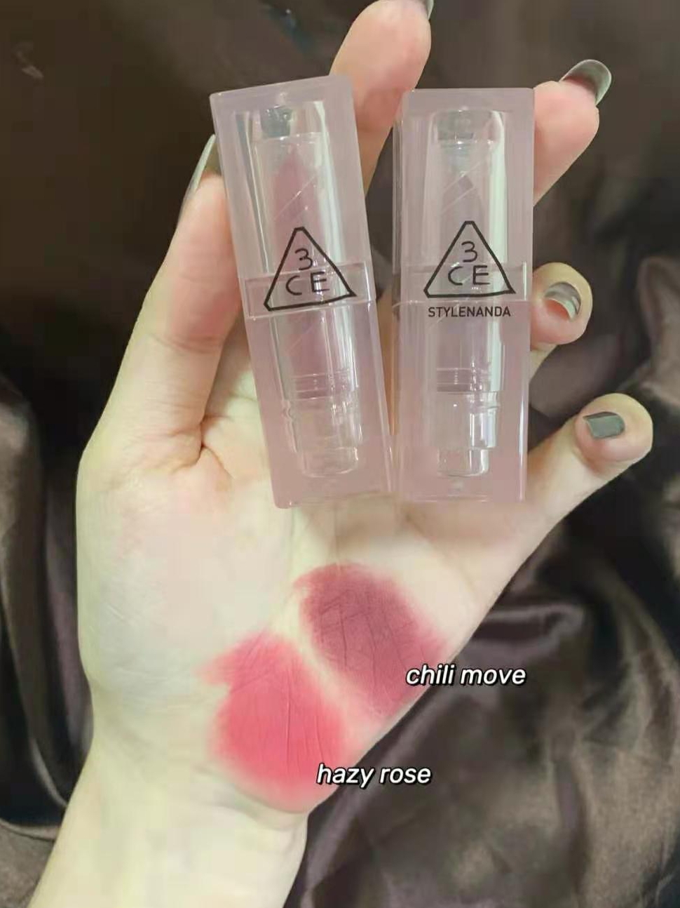 3ce哑光透明口红哑光雾面麦欧丽透明壳口红chill move/speak to me