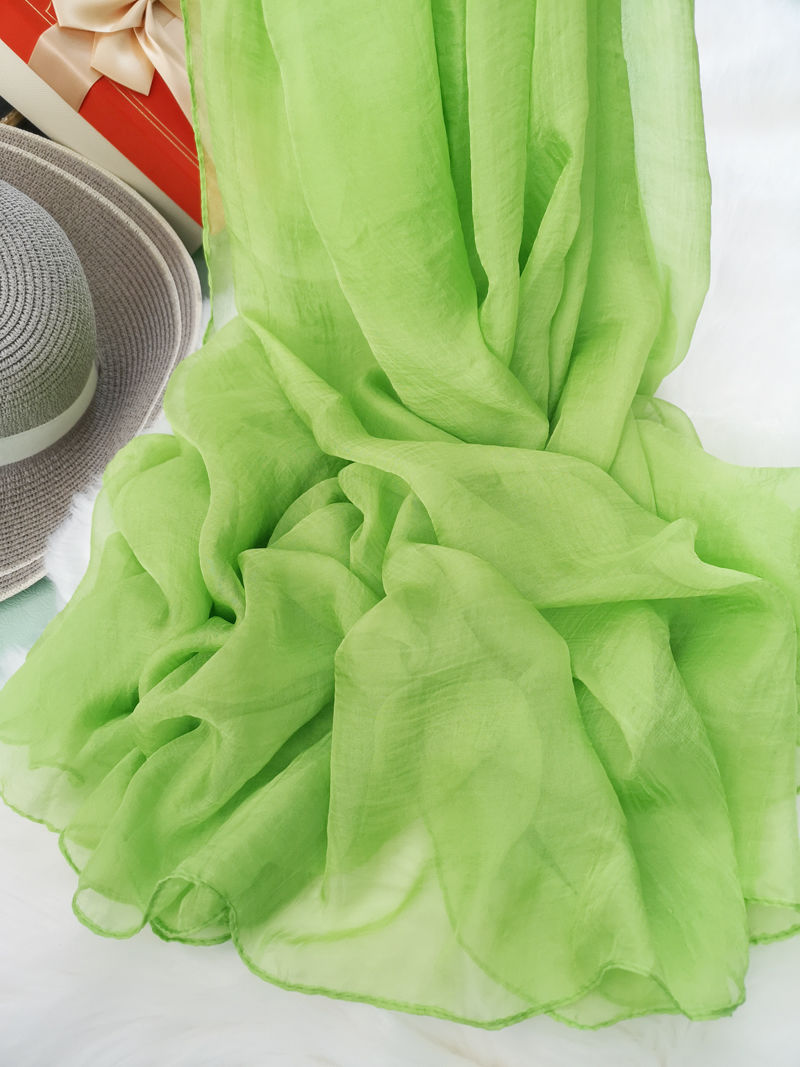 雪纺丝巾女单色色围巾超大防风披肩秋冬季旅游纱巾天蓝色大款200145cm