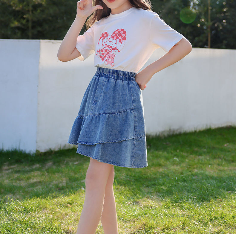 a字牛仔裙学生夏款时尚百搭下身半截裙蓝色150码适合身高140cm左右