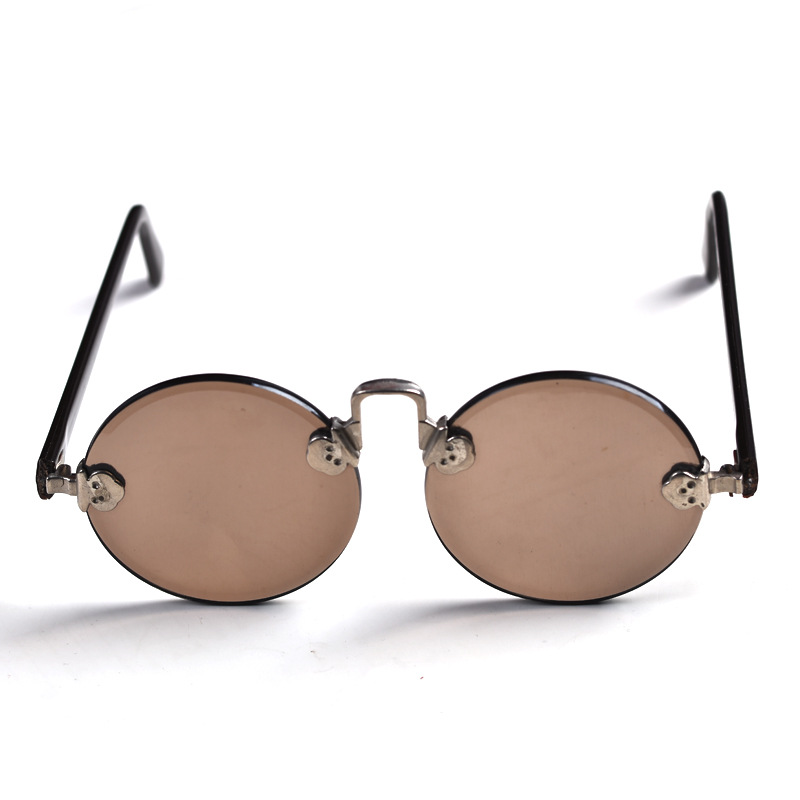 老梁水晶眼镜复古圆形茶色水晶石头眼镜中老年遮阳墨镜太阳镜