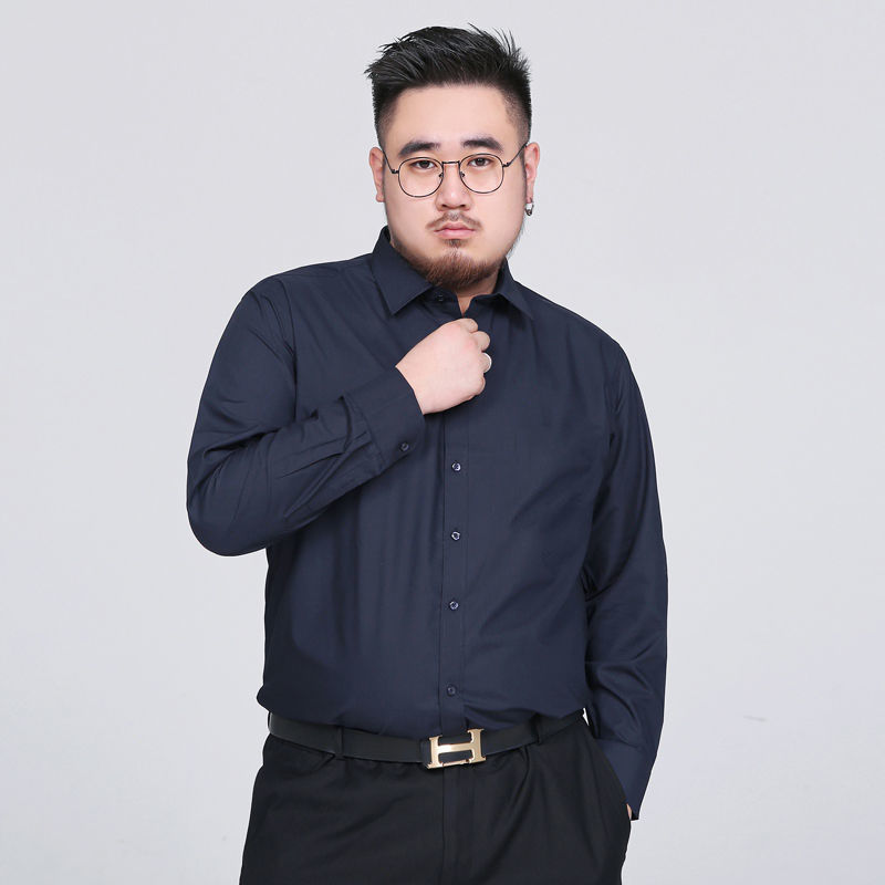 官网专卖恒源祥大码免烫衬衫男新款加肥加大码男士长袖白衬衫男装宽松