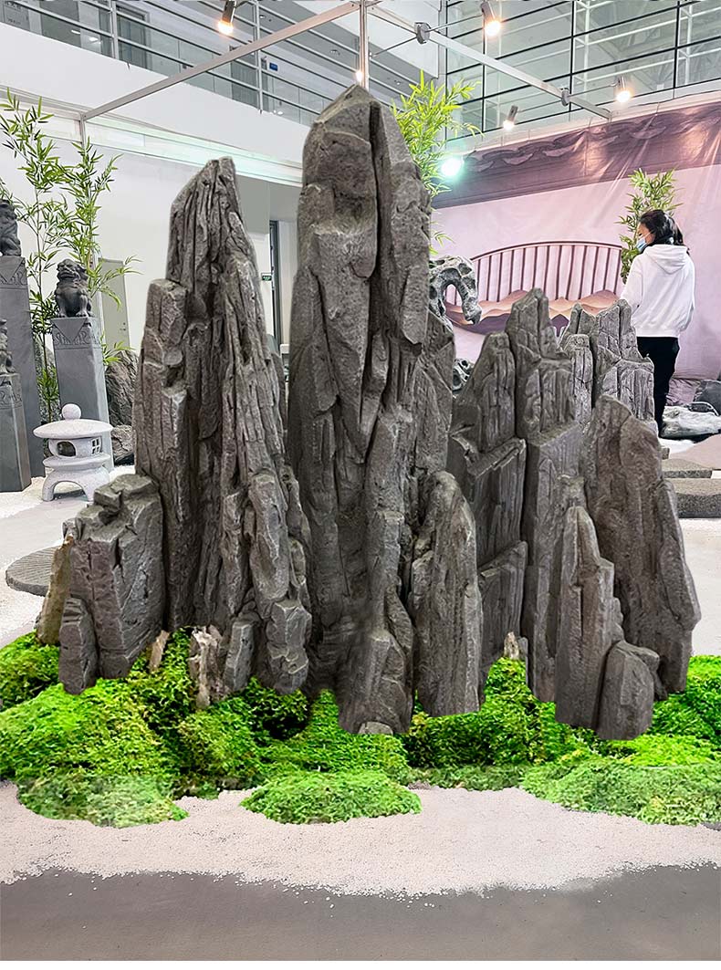 假山水泥 仿真造景石成品火山石户外假山石庭院微景观盆景摆件假斧劈