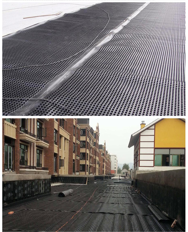塑料排水板排水板工地楼顶车库顶板卷材凹凸型屋顶防水hdpe塑料滤水板