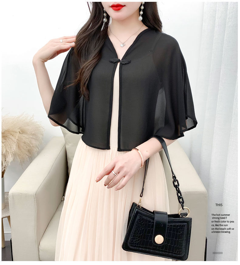 女夏季新款雪纺小披肩外套女短款开衫防晒衣配吊带裙的外搭宽松上衣