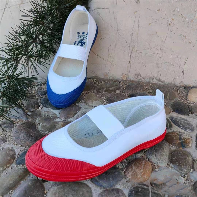 儿童体操鞋舞蹈鞋儿童白色防滑演出鞋女孩红头鞋男童小白鞋体操鞋蓝头