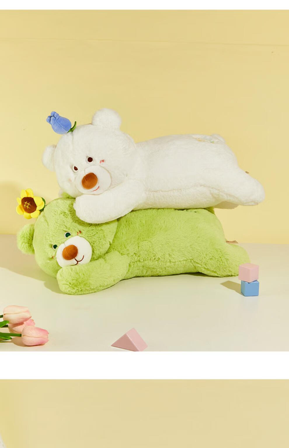 thegreenparty趴姿白色抱抱熊玩偶床上女生睡觉抱送礼物毛绒公仔 白色